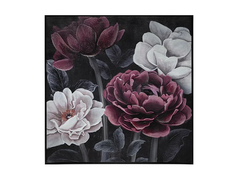 Tableau Toile murale encadrée peinte Fleurs 57 x 57 cm