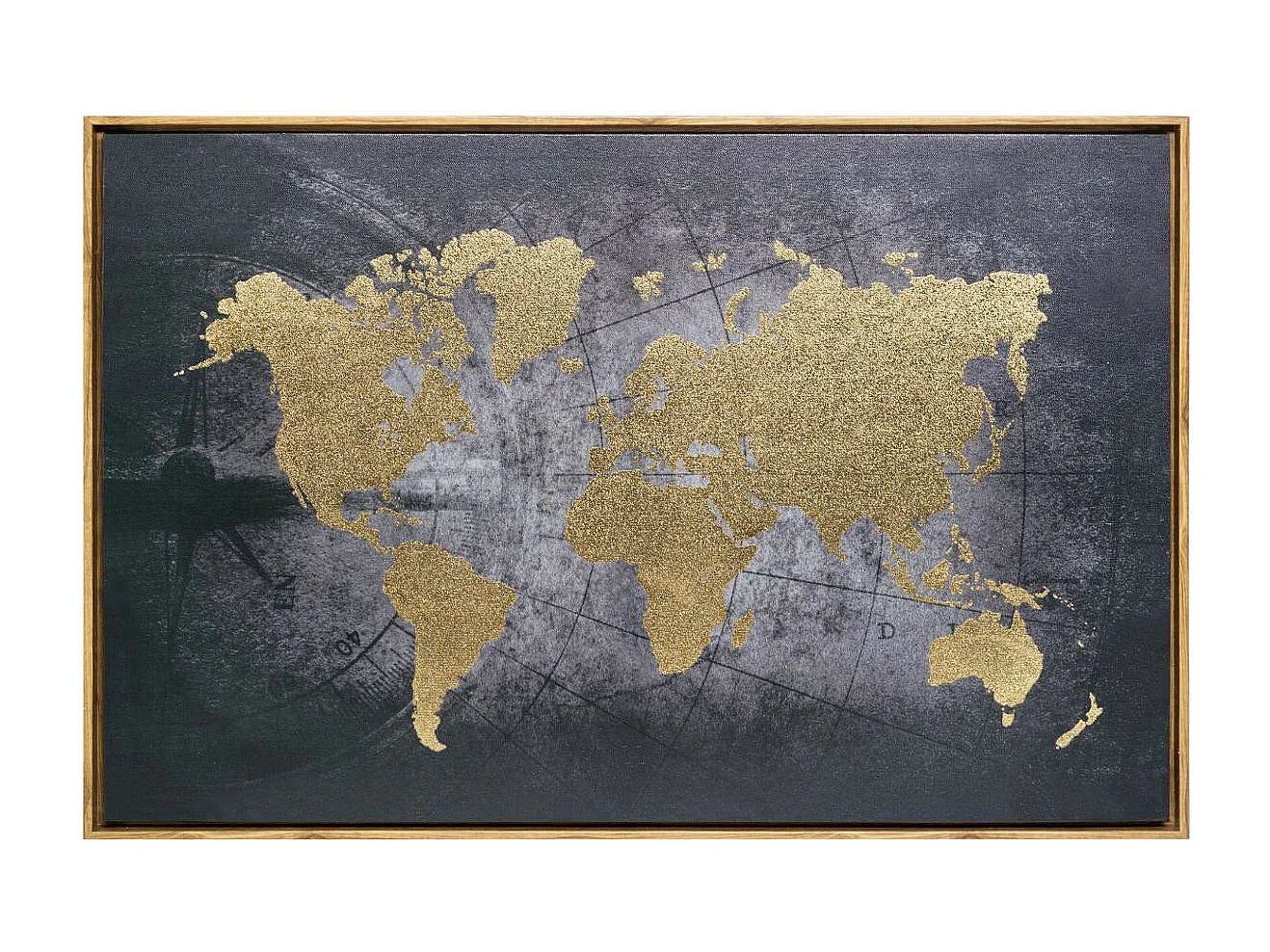 Tableau Toile murale encadrée imprimée Carte du monde 88 x 58 cm