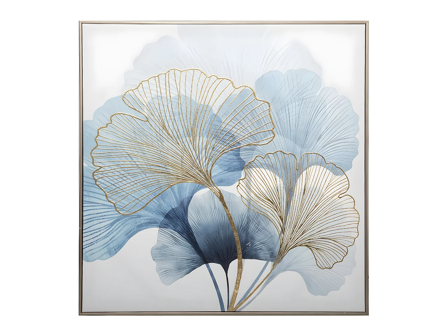 Tableau Toile murale encadrée imprimée Ginko avec relief 58 x 58 cm