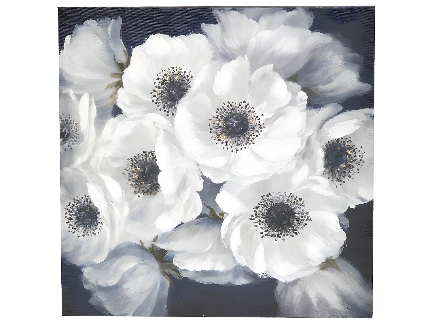 Tableau Toile murale encadrée peinte Fleurs  38 x 38 cm