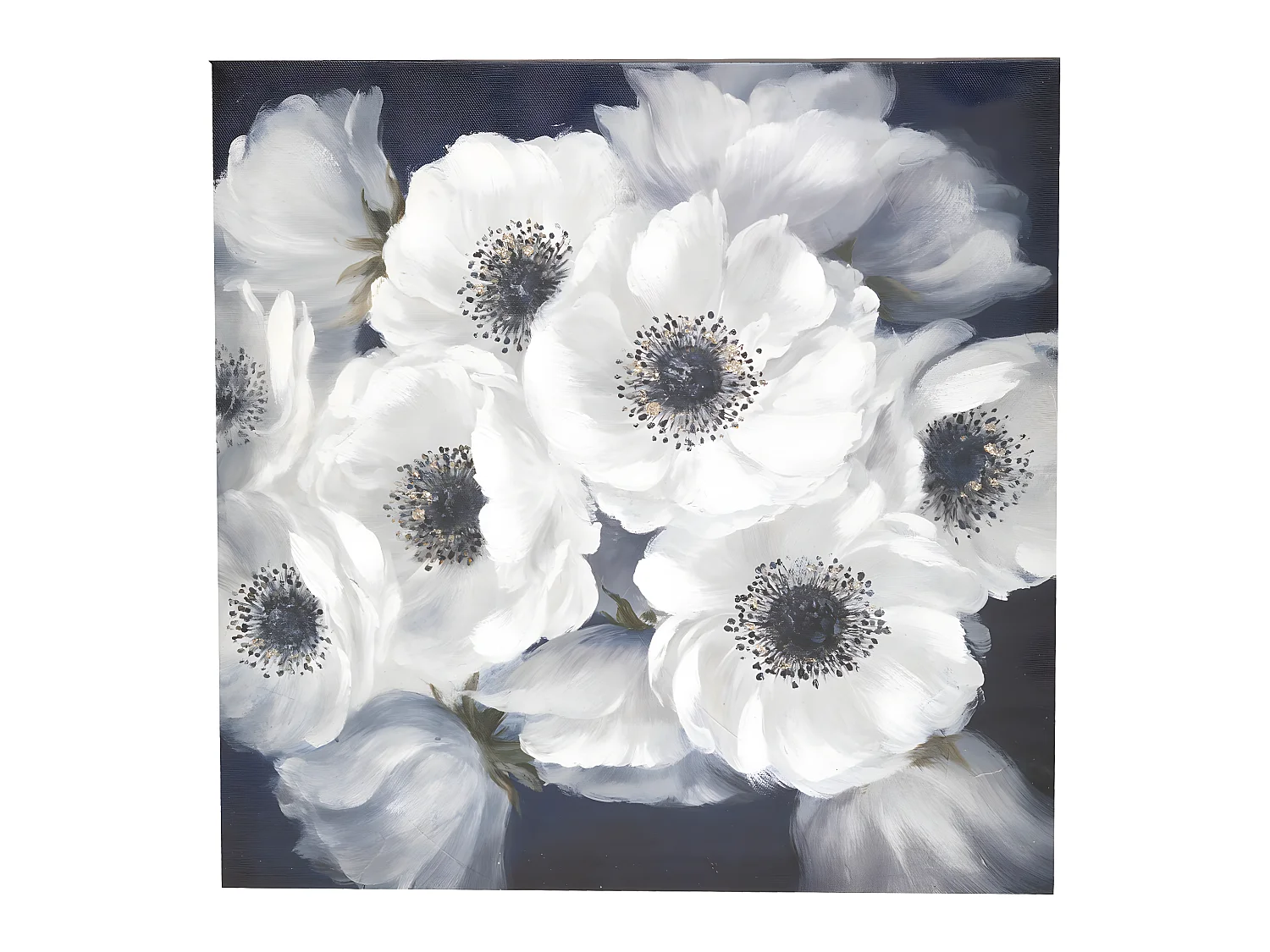 Tableau Toile murale encadrée peinte Fleurs  38 x 38 cm