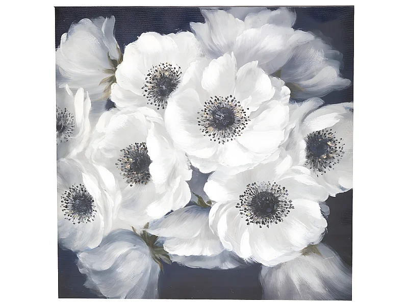 Tableau Toile murale encadrée peinte Fleurs  38 x 38 cm