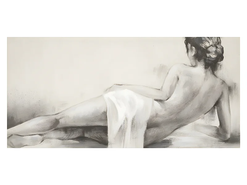 Tableau Toile murale peinte Nu noir et blanc 110 x 55 cm