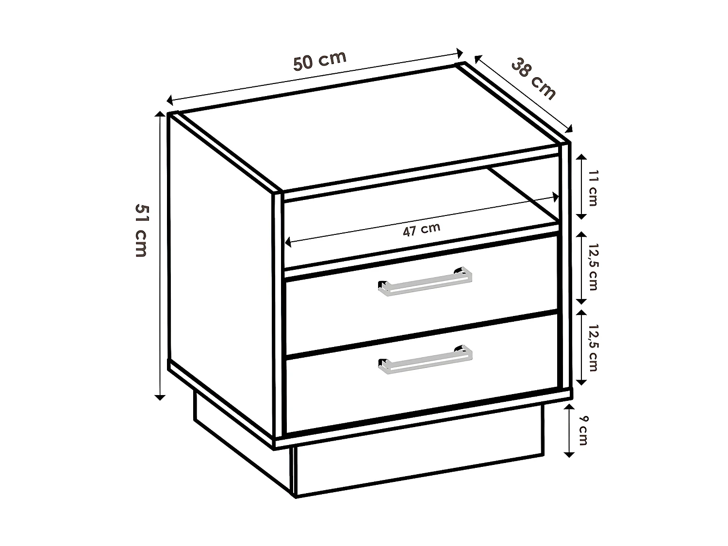 Bett mit Kopfteil, Stauraum & Schubladen + Nachttische - 140 x 190 cm - Holzfarben & Anthrazit - LEANDRE