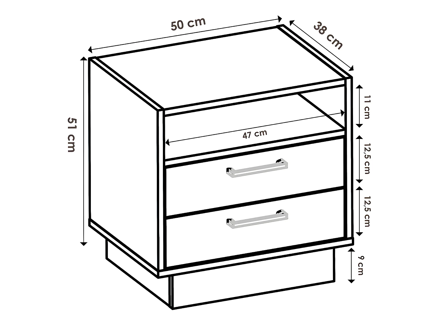 Bett mit Kopfteil, Stauraum & Schubladen + Nachttische - 140 x 190 cm - Holzfarben & Anthrazit - LEANDRE