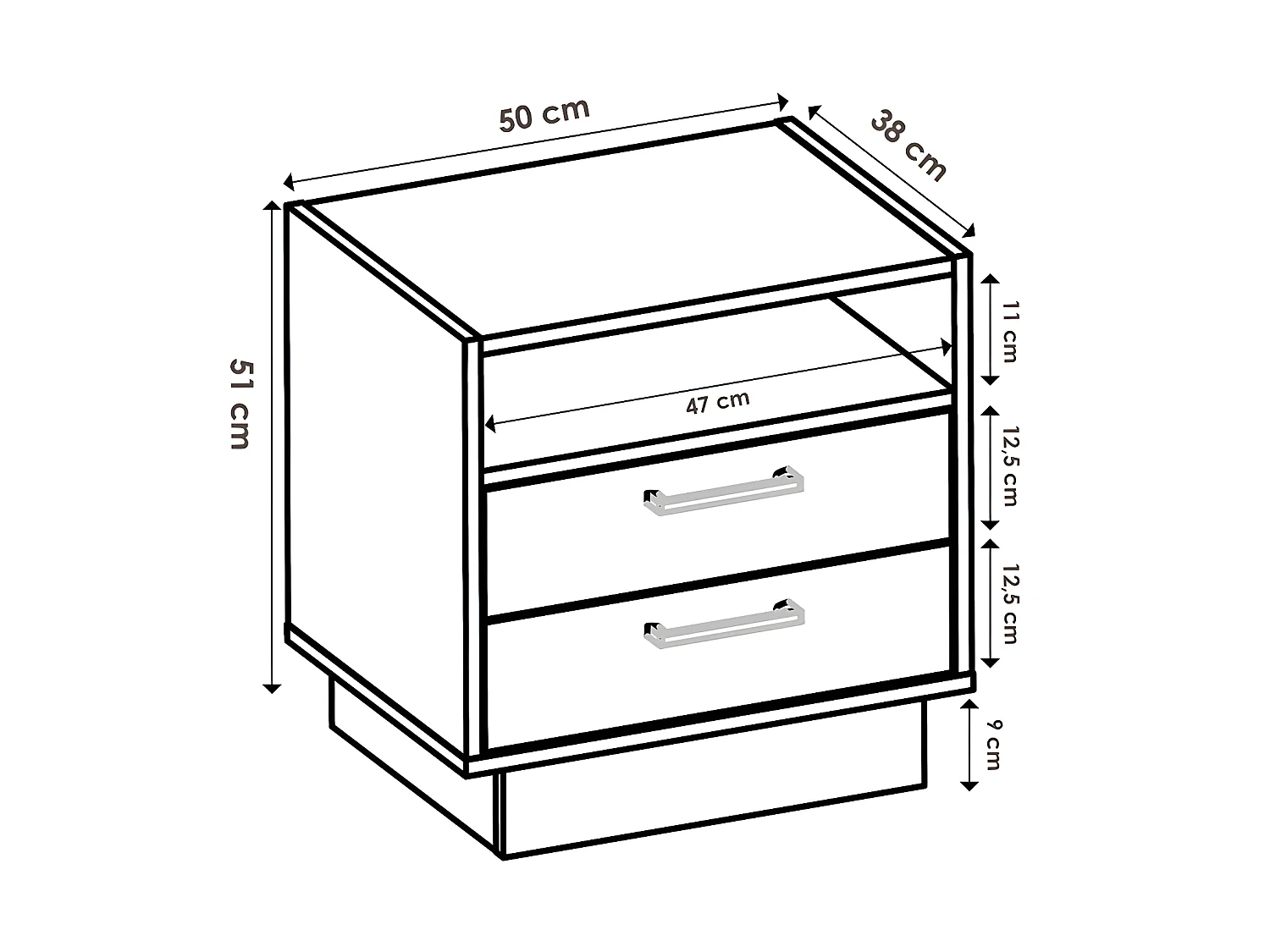 Cama con cabecero con compartimentos y cajones - 160 x 200 - Color: natural y blanco + Mesas de noche - LEANDRE