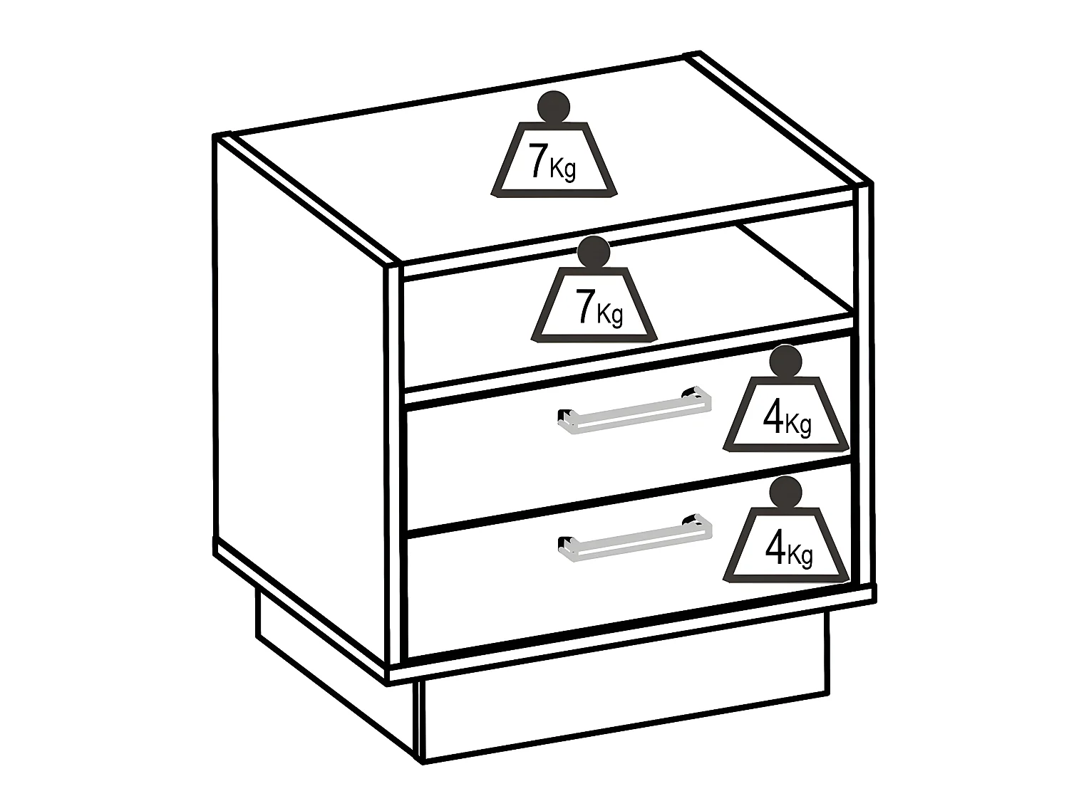 Cama con cabecero con compartimentos y cajones - 160 x 200 - Color: natural y blanco + Mesas de noche - LEANDRE