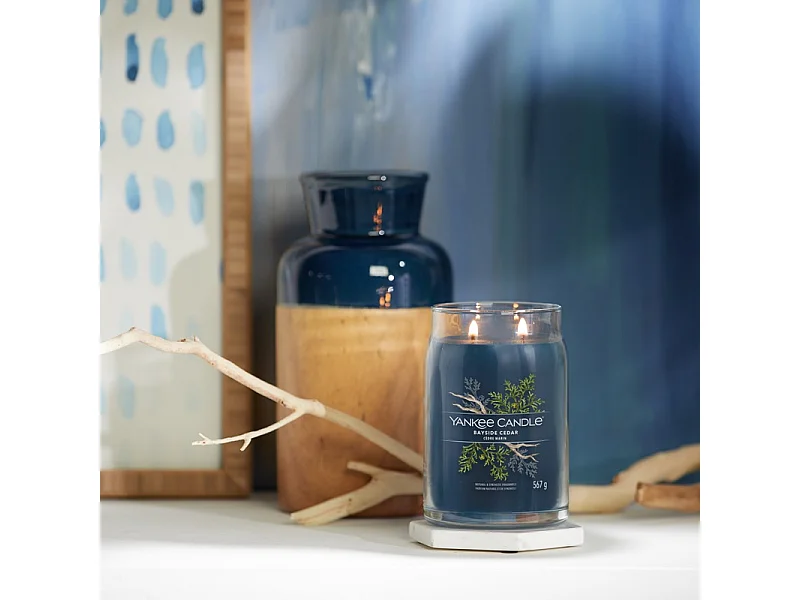 Geurkaars in grote pot, Bayside Cedar, blauw 567 gr, Signature