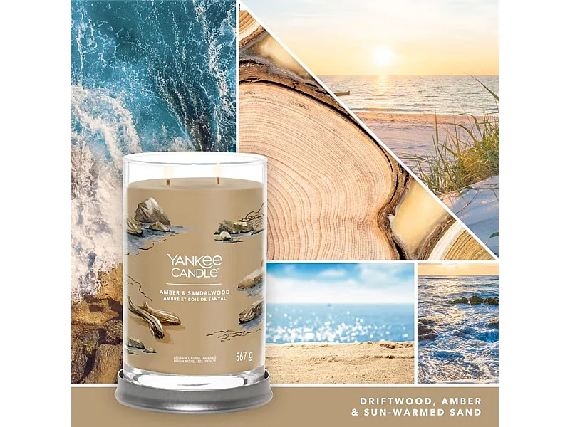 Vela perfumada em frasco grande, Amber & Sandalwood, bege 567 gr, Signature