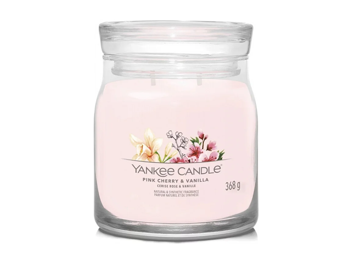 Bougie signature cerise rose et vanille modèle moyen