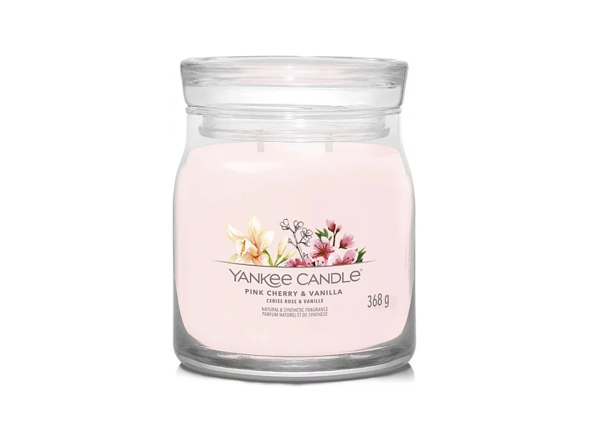 Bougie signature cerise rose et vanille modèle moyen