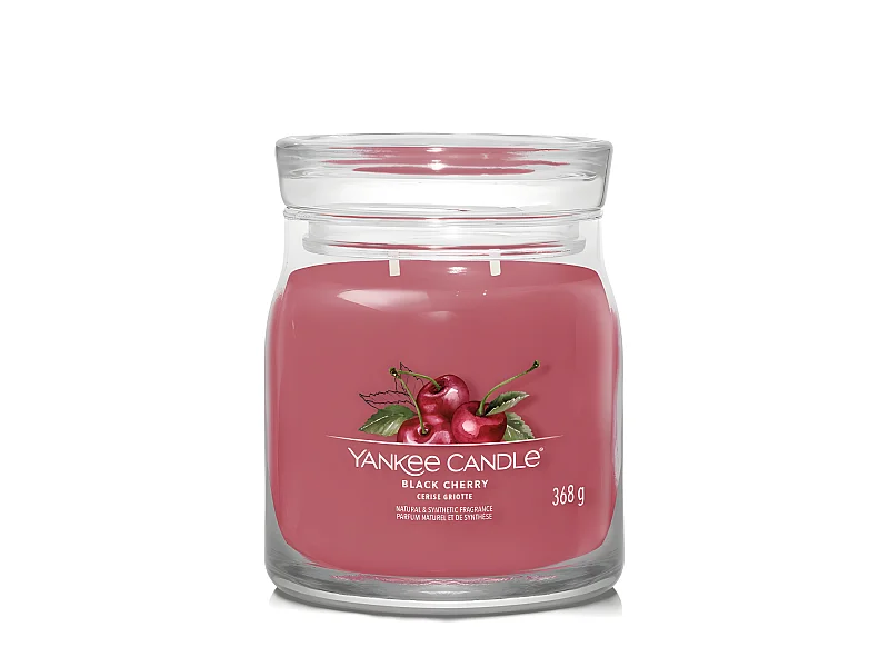 Geurkaars in medium pot, Black Cherry, rood 368 gr, Signature