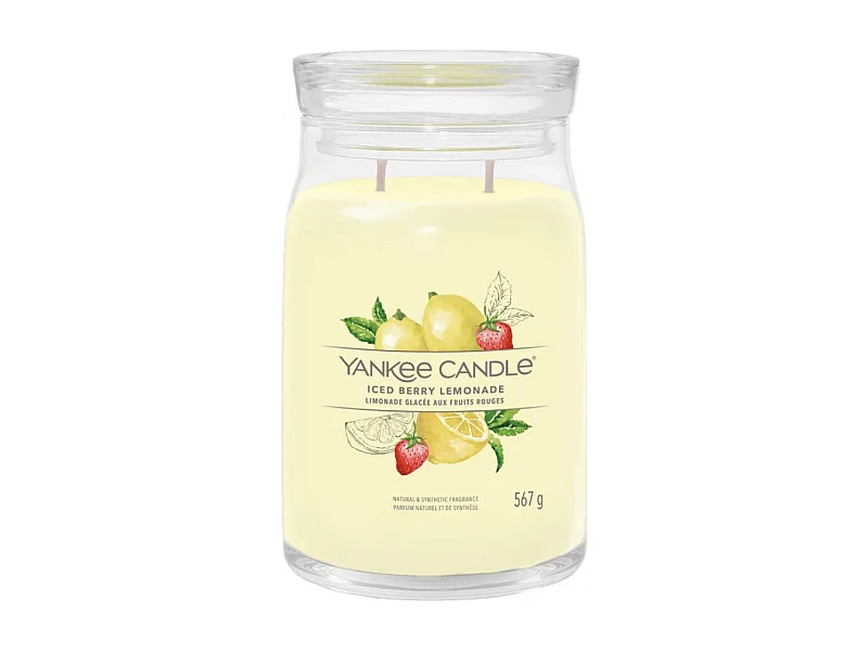 Vela perfumada em frasco grande, Iced Berry Lemonade, amarelo 567 gr, Signature
