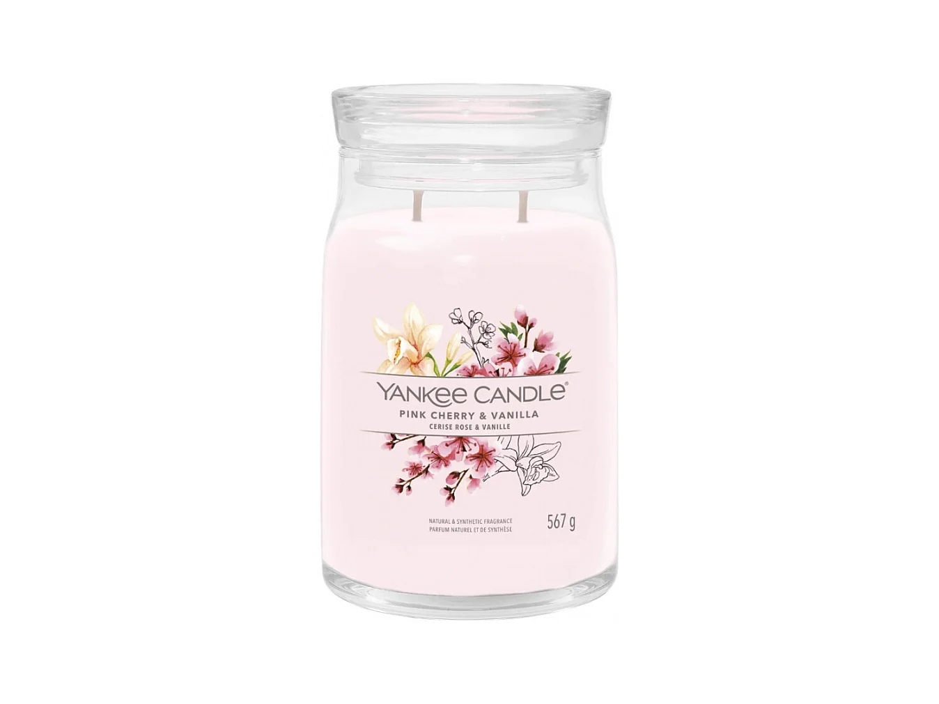 Bougie signature cerise rose et vanille grand modèle