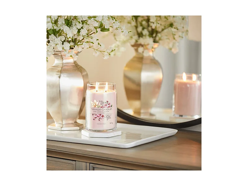 Bougie signature cerise rose et vanille grand modèle