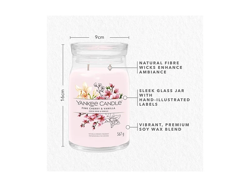 Bougie signature cerise rose et vanille grand modèle