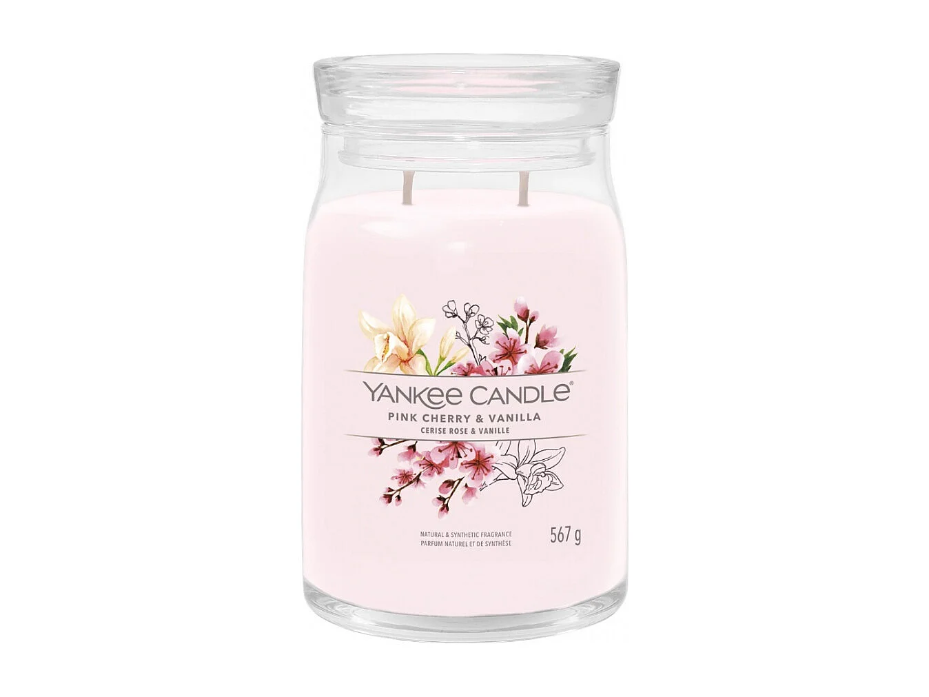 Bougie signature cerise rose et vanille grand modèle