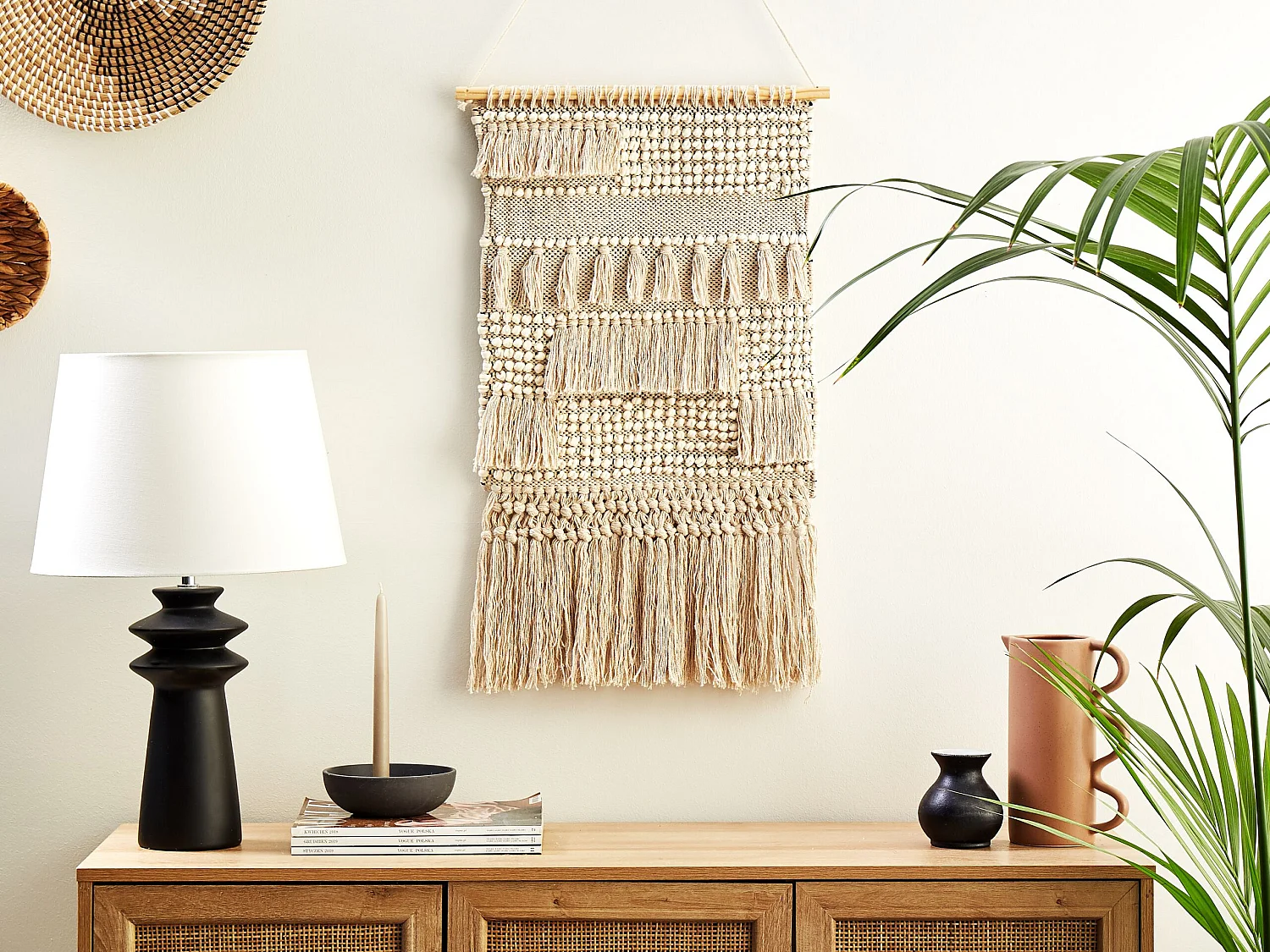 Stoffen wanddecoratie GUJRAT Katoen 102 cm Beige