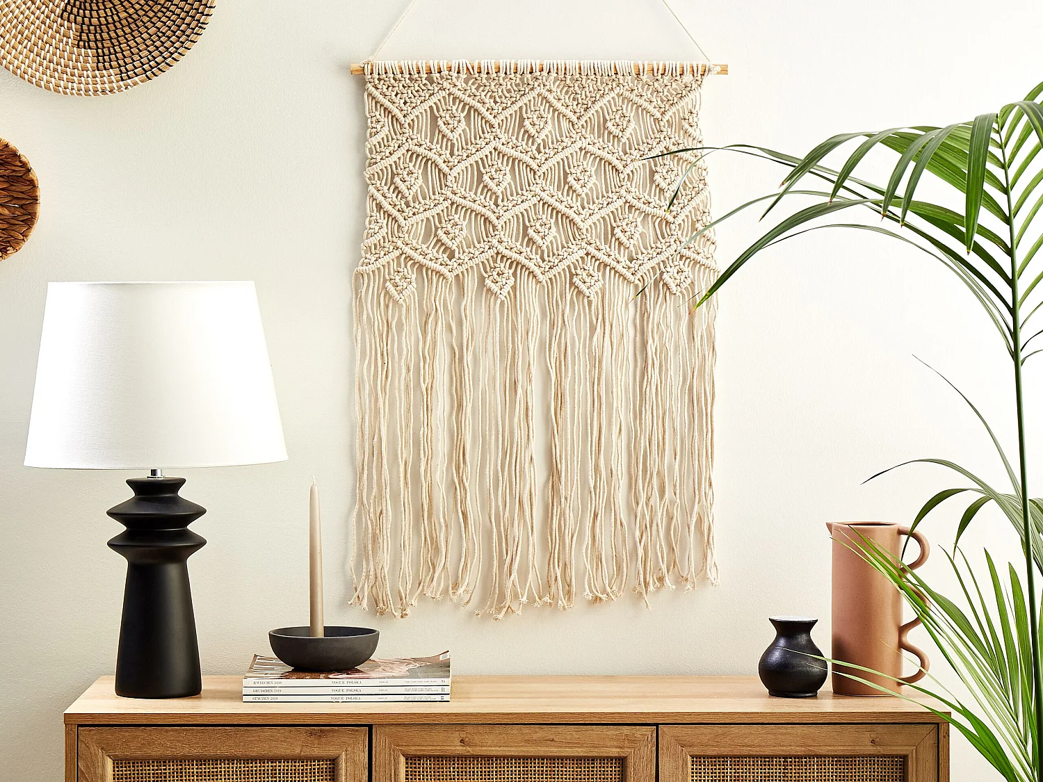 Suspension murale en tissu KALERI Coton 102 cm Beige
