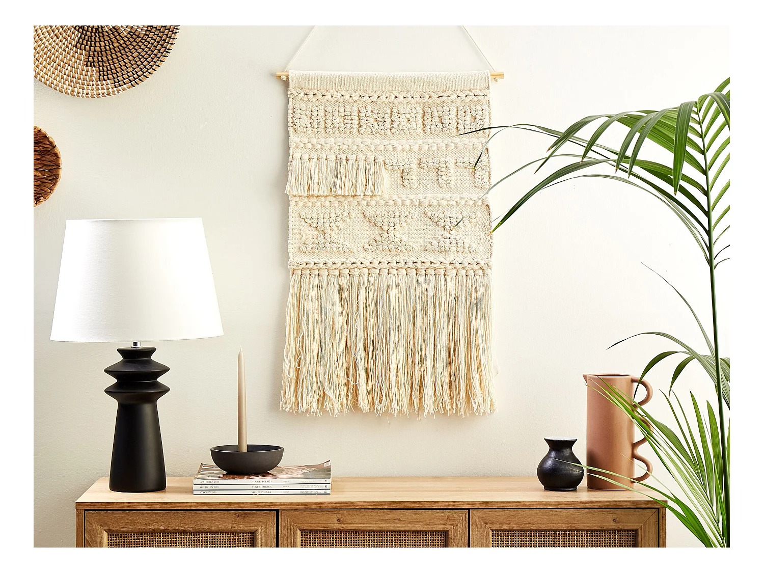 Suspension murale en tissu KAMOKE Coton 103 cm Beige