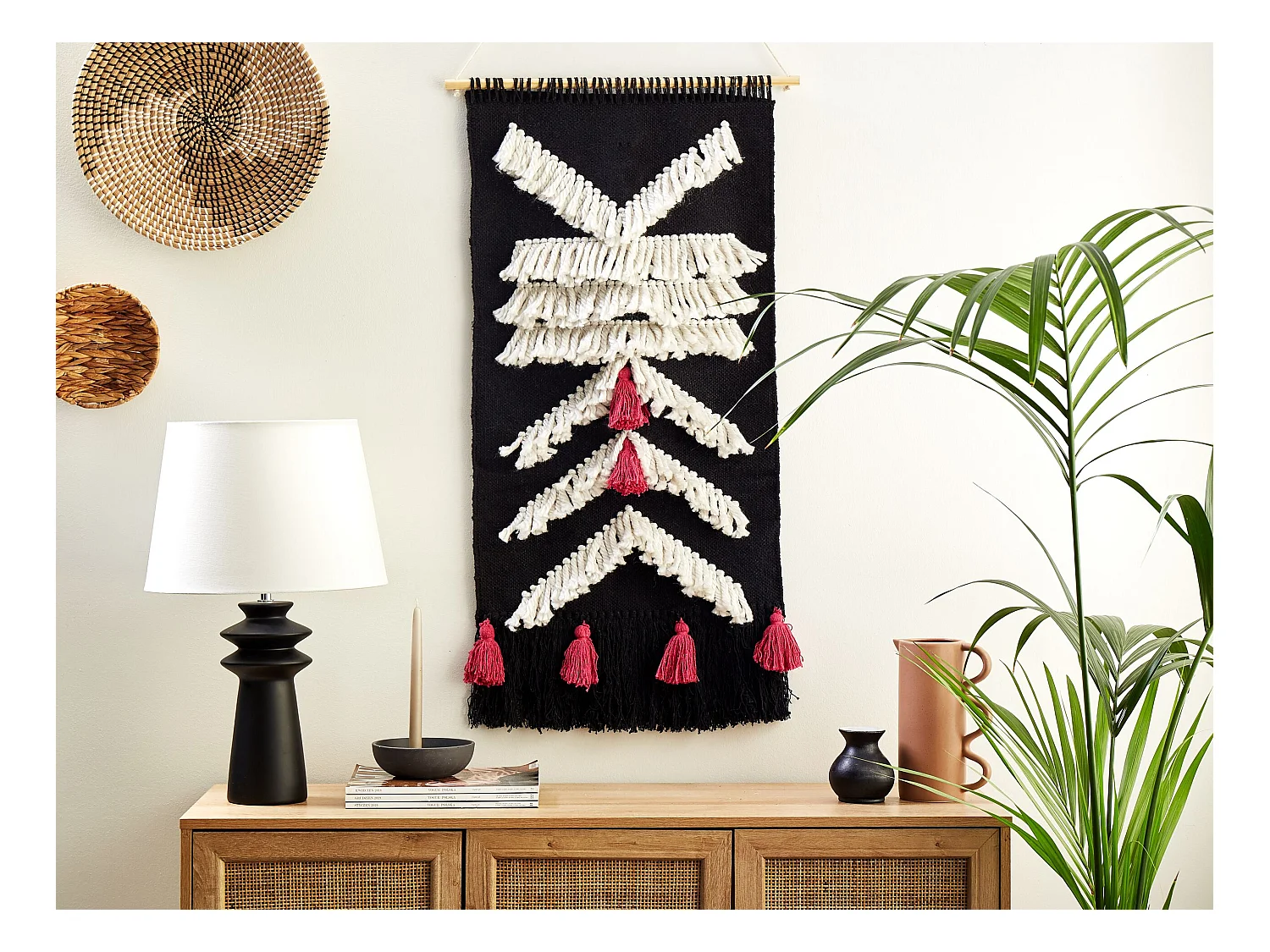 Wandbehang PAKPATTAN Baumwolle 123 cm Schwarz