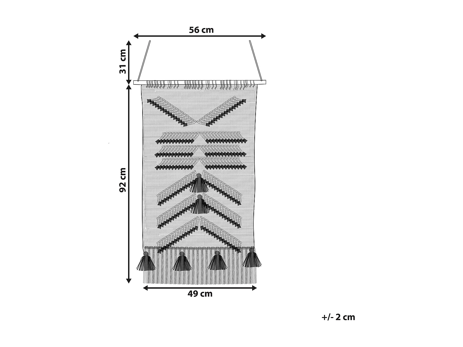 Suspension murale en tissu PAKPATTAN Coton 123 cm Noir