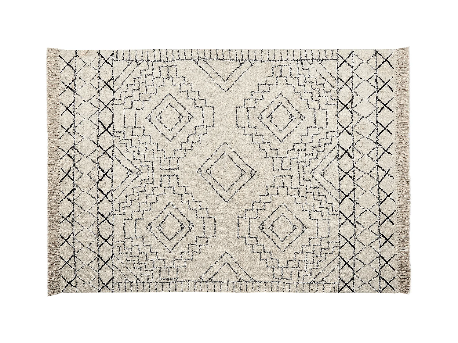 Alfombra de algodón beige/negro 160 x 230 cm ZEYNE