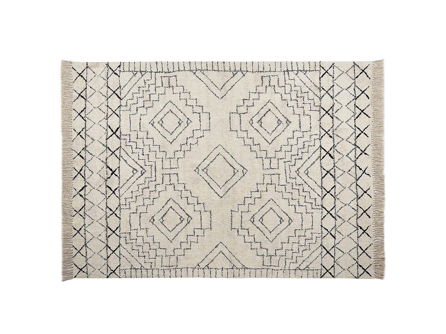 Alfombra de algodón beige/negro 160 x 230 cm ZEYNE