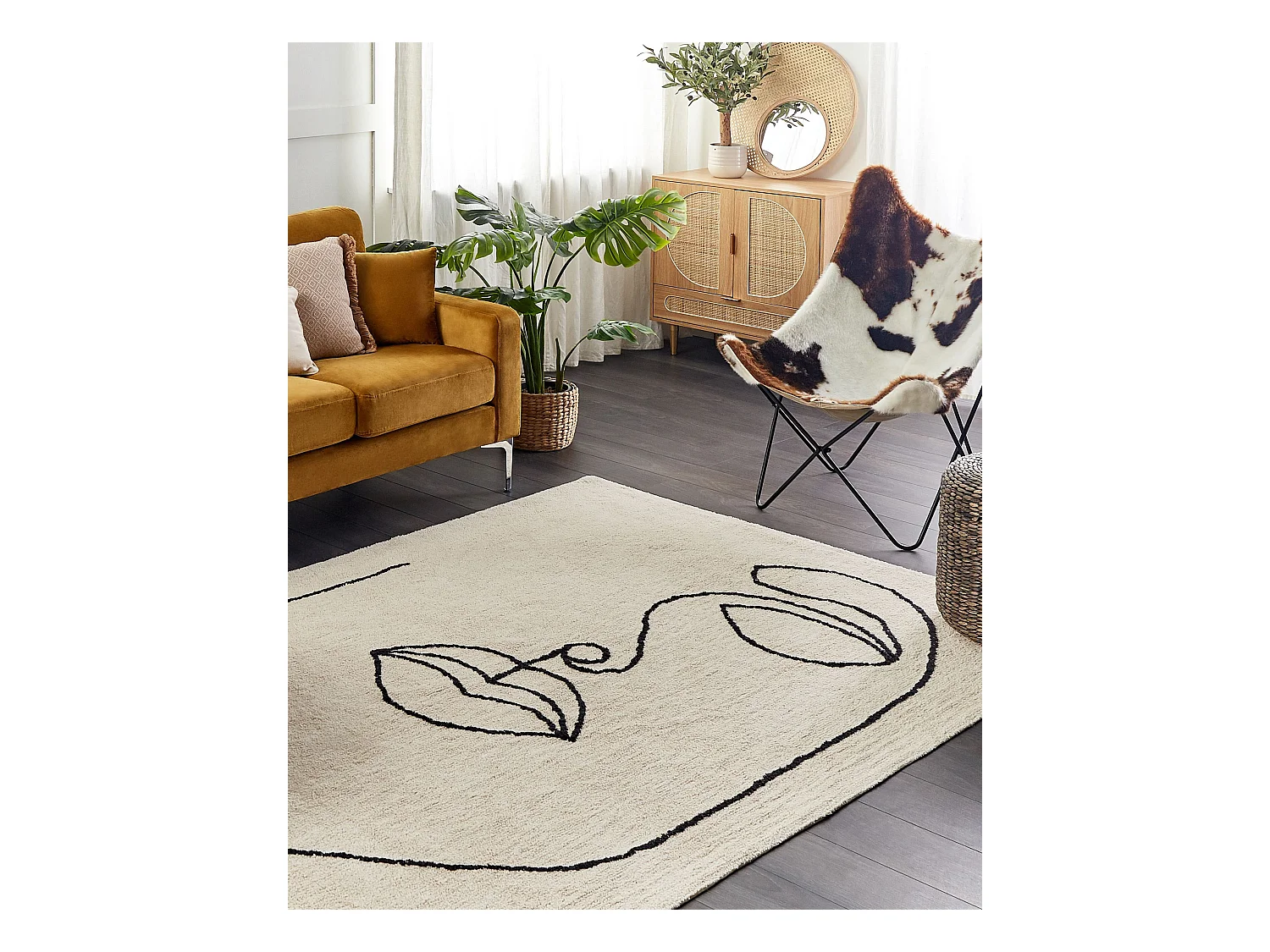 Vloerkleed katoen beige 160 x 230 cm BAYIR