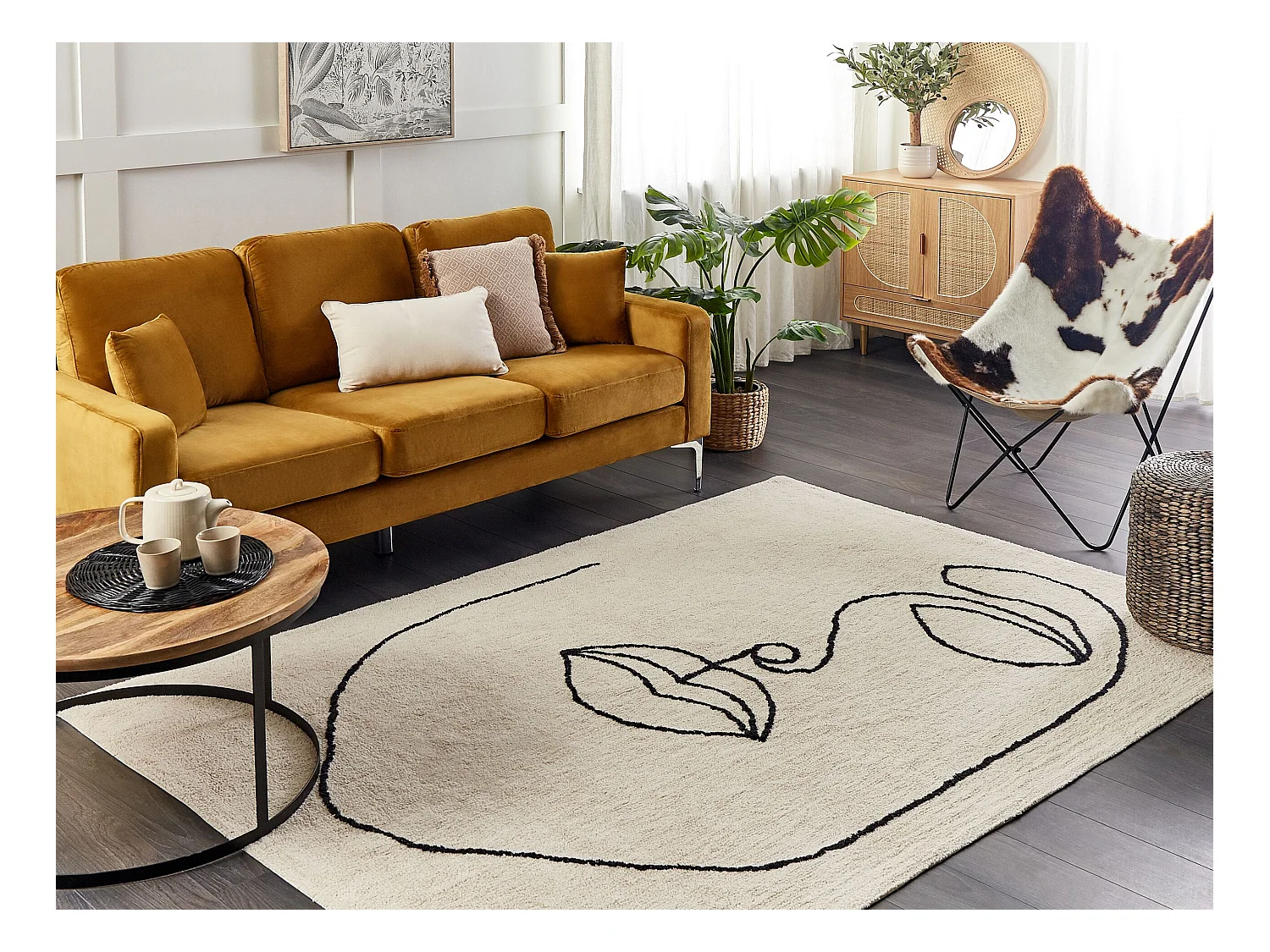 Tappeto cotone beige e nero 160 x 230 cm BAYIR