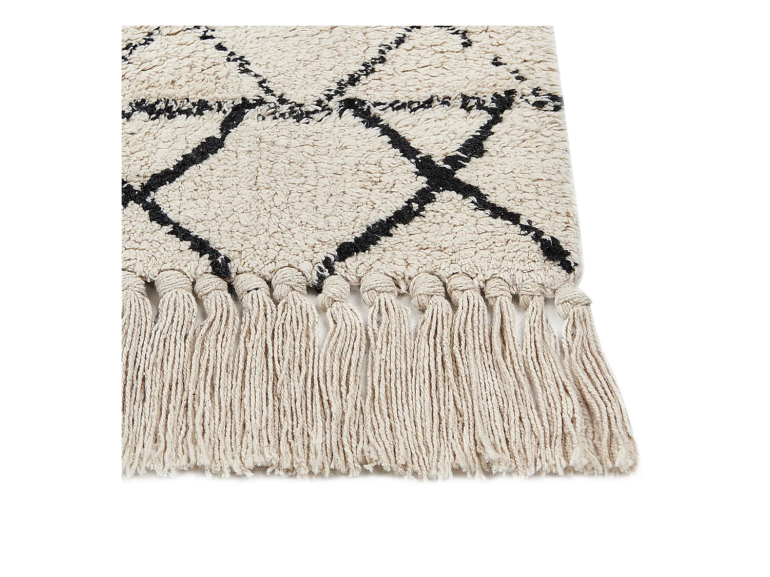 Baumwollteppich Beige und Schwarz Aztekenmuster Modern Vintage 140 x 200 cm Zeyne