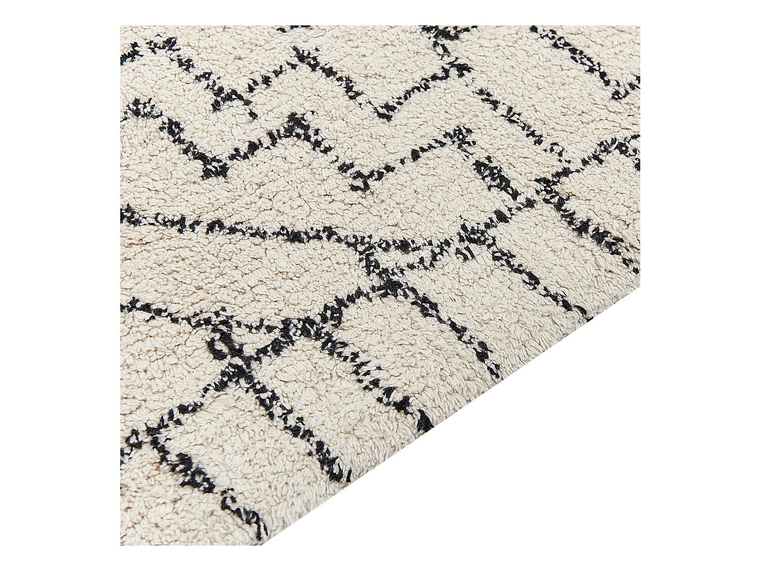 Baumwollteppich Beige und Schwarz Aztekenmuster Modern Vintage 140 x 200 cm Zeyne