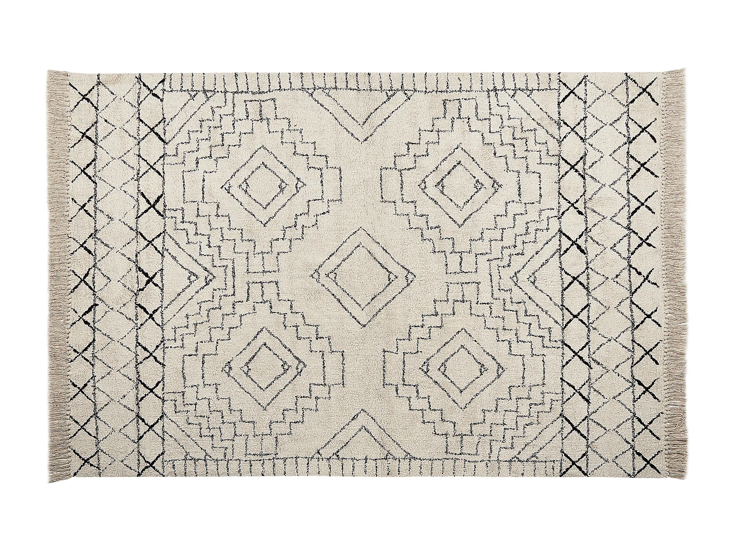 Dywan bawełniany 140 x 200 cm beżowo-czarny ZEYNE