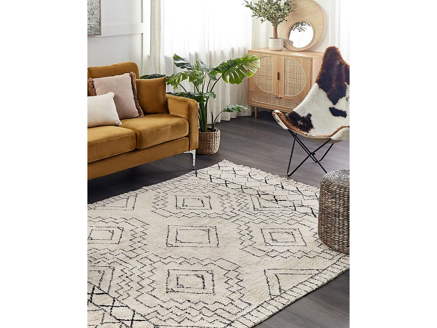 Tapis ZEYNE Beige 140 x 200 cm Coton