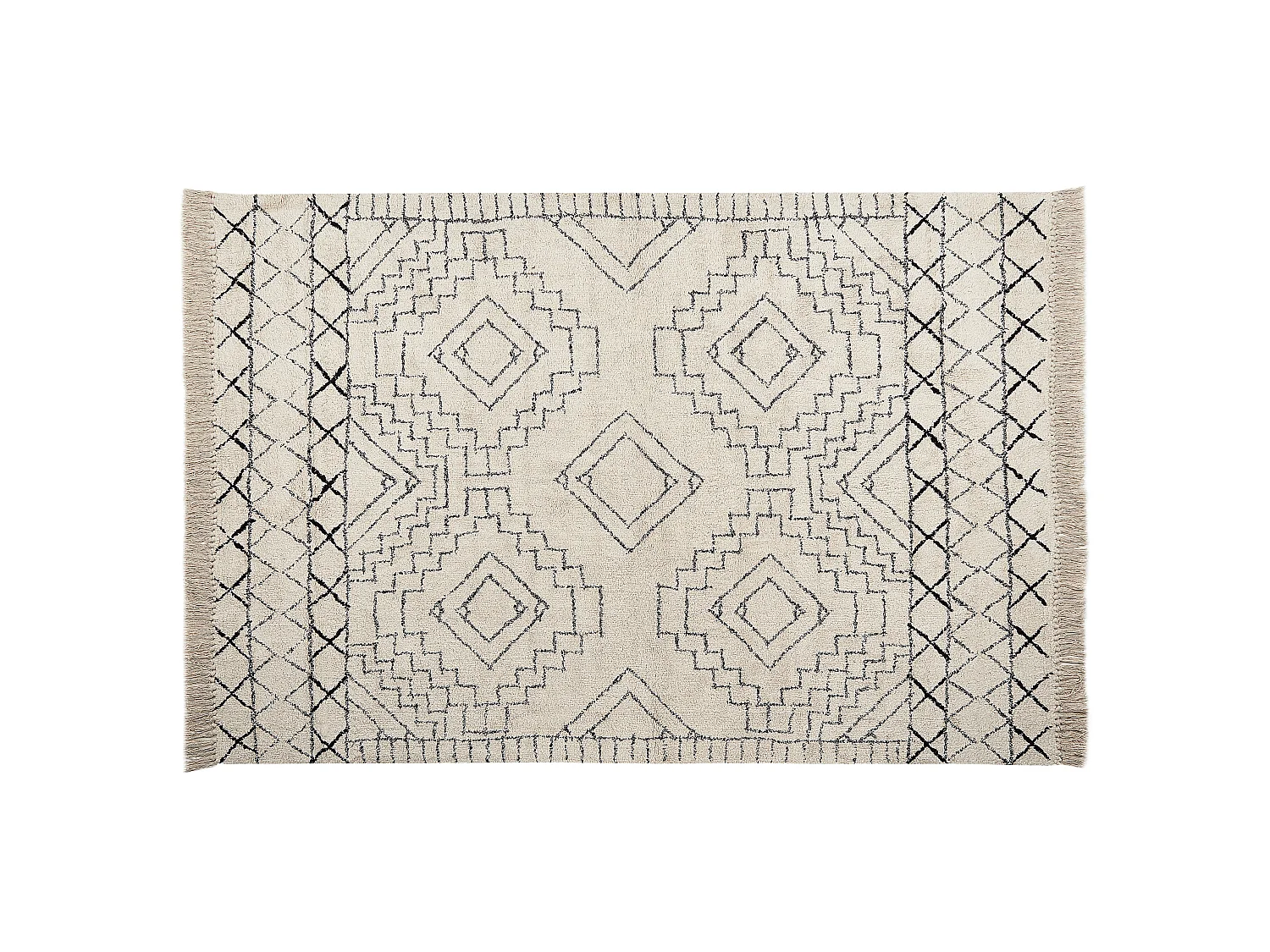 Rug ZEYNE Beige 140 x 200 cm Cotton