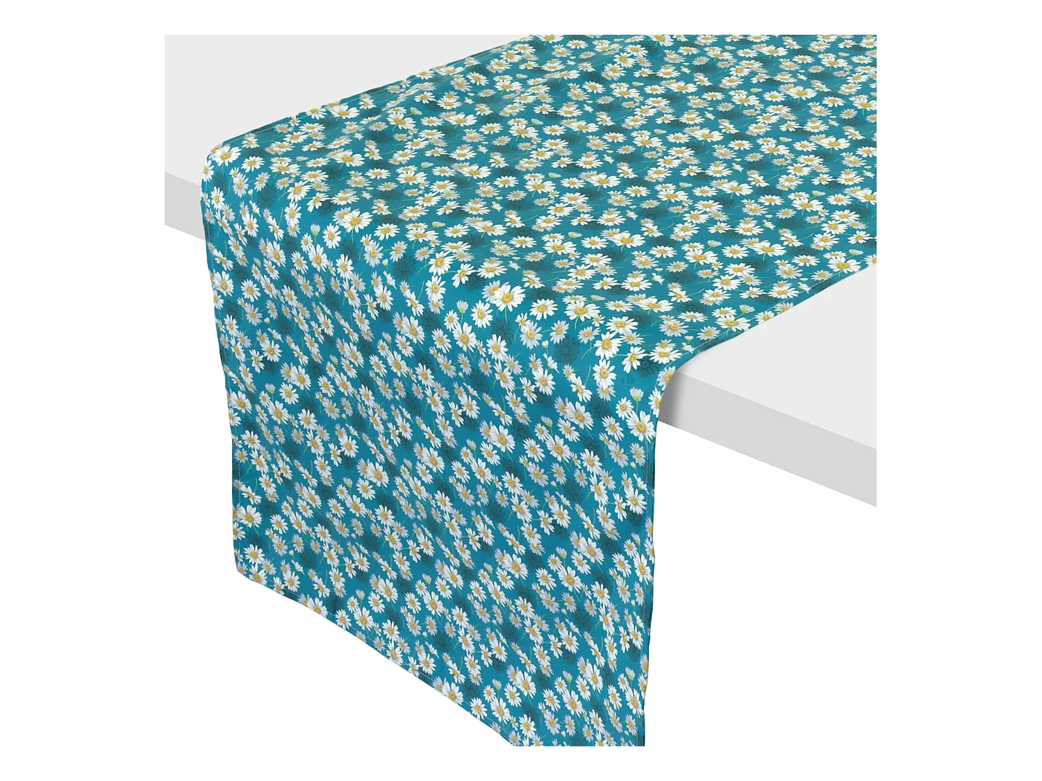 Chemin de table enduit 45x150 cm ASTER bleu Pétrole