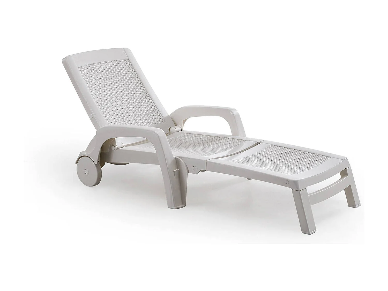 Bain au soleil Dmat, Bain au soleil de jardin réglable avec accoudoirs, Chaise longue d'extérieur, 100% Made in Italy, 190x46h70 cm, Blanc