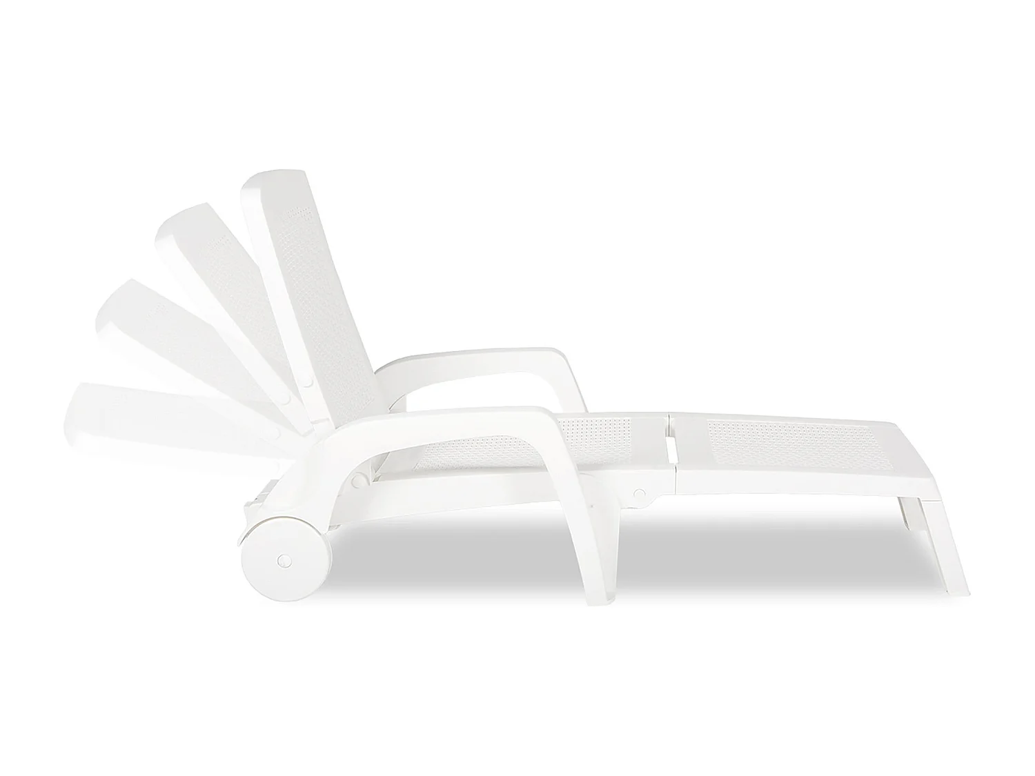 Bain au soleil Dmat, Bain au soleil de jardin réglable avec accoudoirs, Chaise longue d'extérieur, 100% Made in Italy, 190x46h70 cm, Blanc