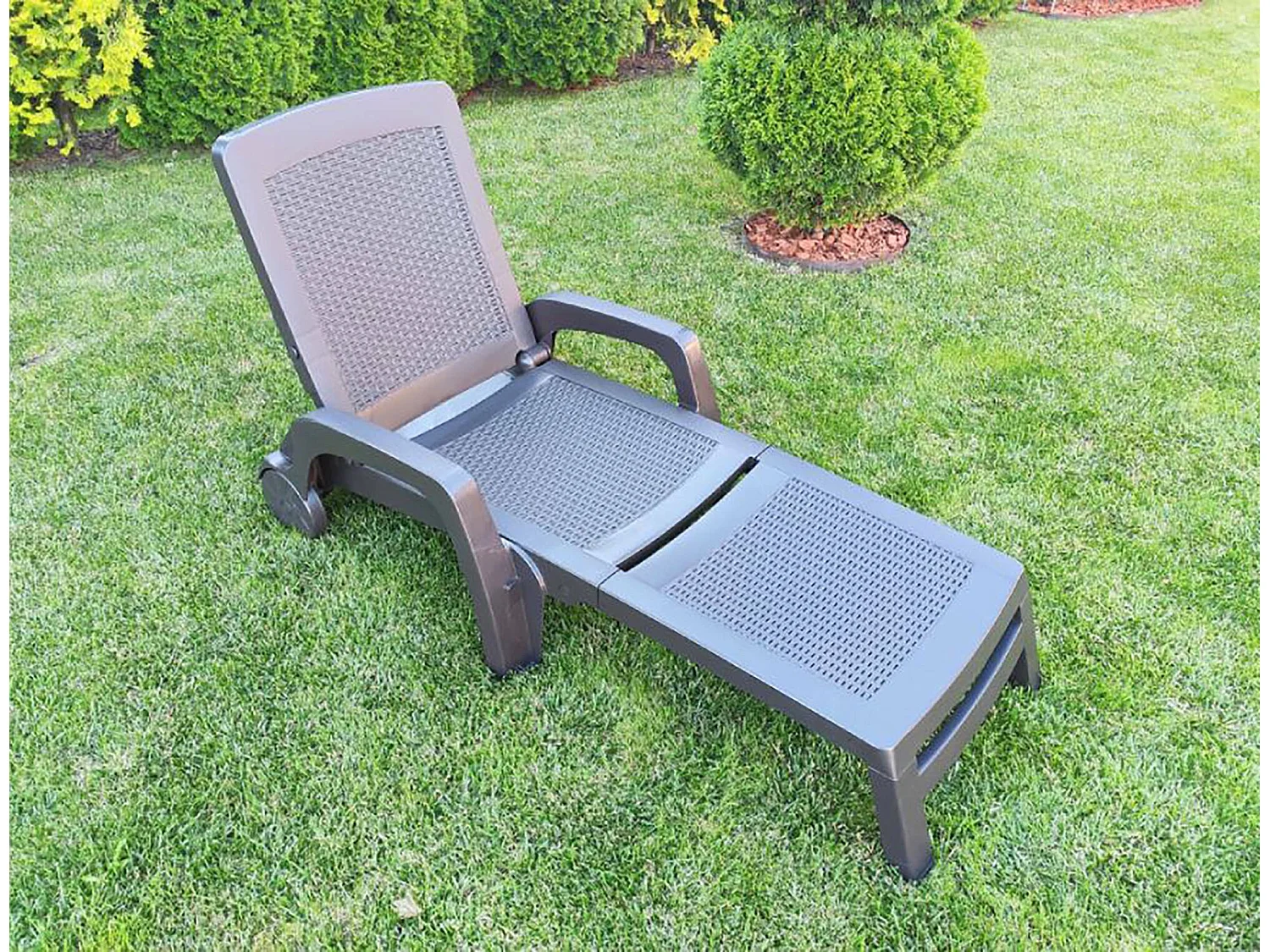 Dmora - Lettino prendisole Abbie, 190x46 h70 cm, Marrone