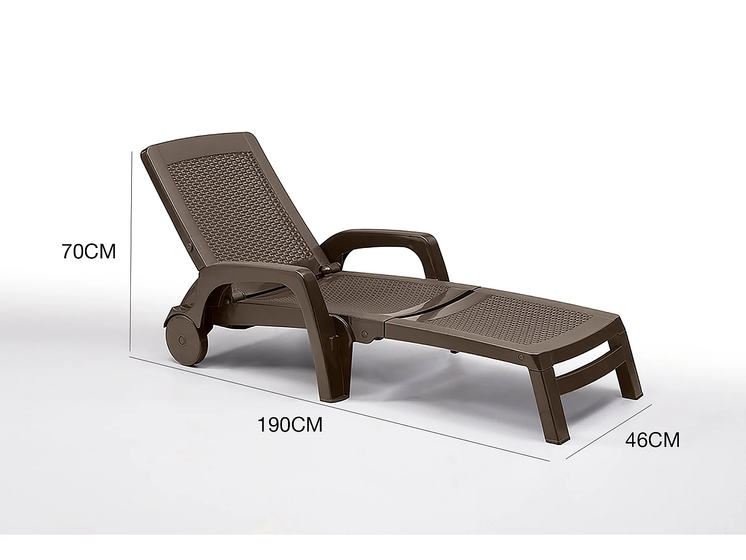 Dmora - Lettino prendisole Abbie, 190x46 h70 cm, Marrone