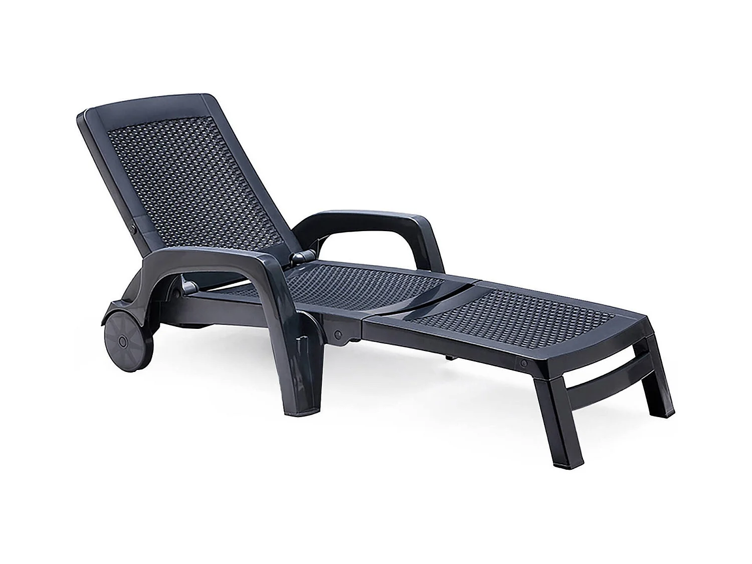 Dmat ligstoel, Verstelbare tuinligstoel met armleuningen, Buitenligstoel, 100% Made in Italy, 190x46h70 cm, Antraciet