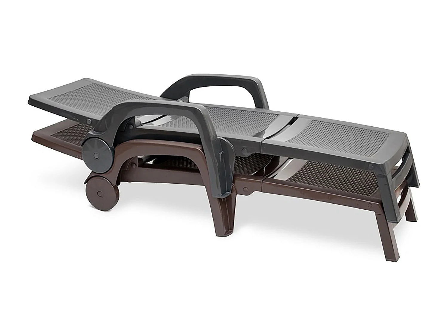 Cama de sol Dmat, Cama de sol de jardín ajustable con reposabrazos, Tumbona de exterior, 100% Made in Italy, 190x46h70 cm, Antracita