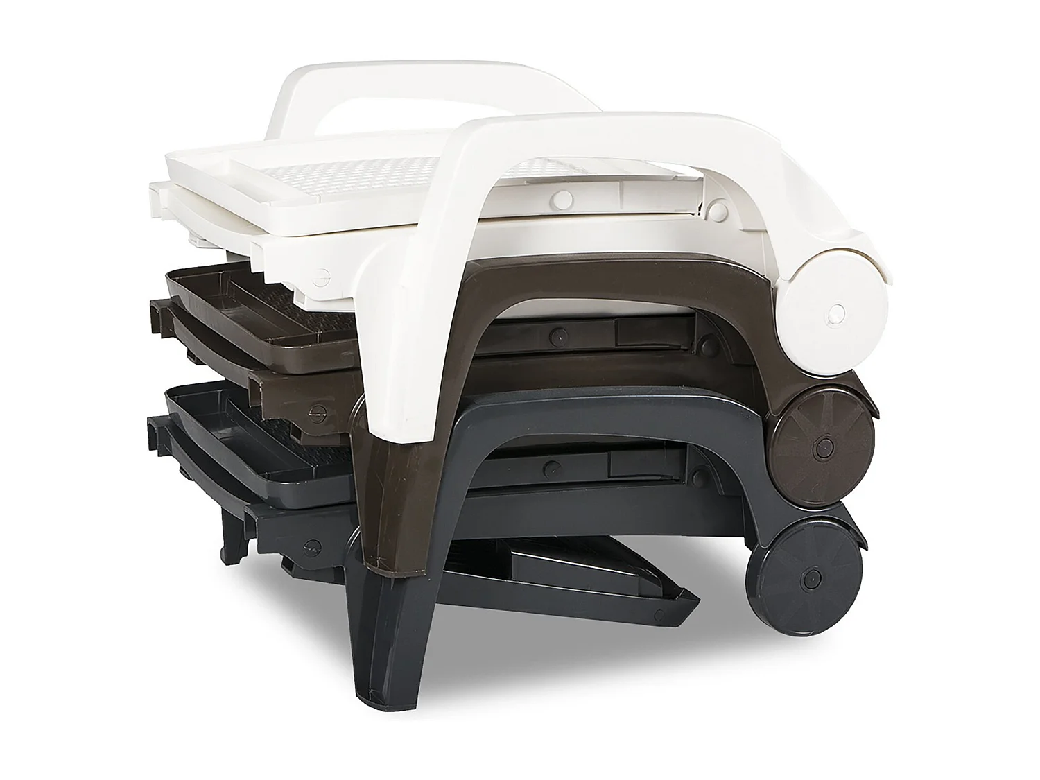 Cama de sol Dmat, Cama de sol de jardín ajustable con reposabrazos, Tumbona de exterior, 100% Made in Italy, 190x46h70 cm, Antracita