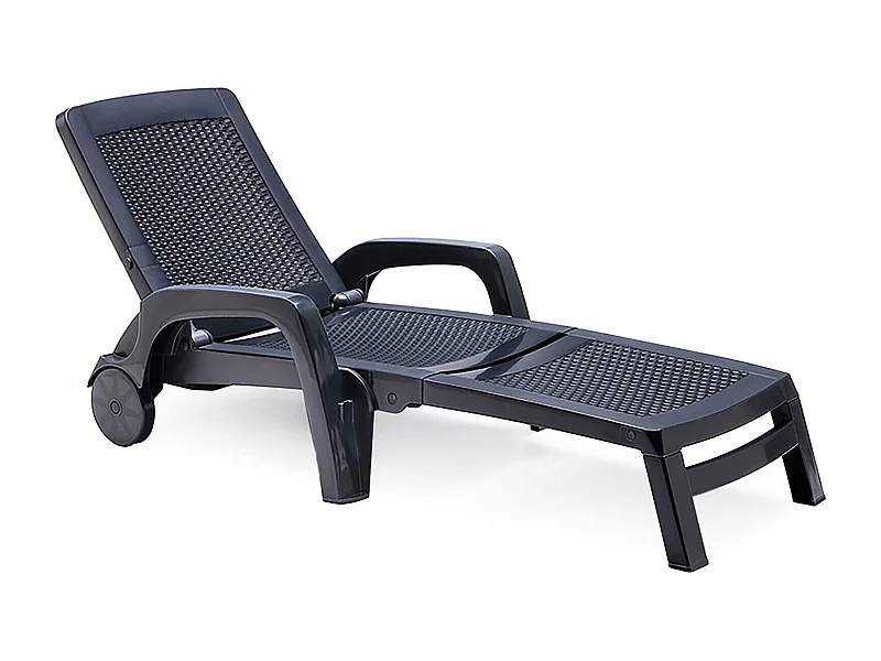 Dmat ligstoel, Verstelbare tuinligstoel met armleuningen, Buitenligstoel, 100% Made in Italy, 190x46h70 cm, Antraciet