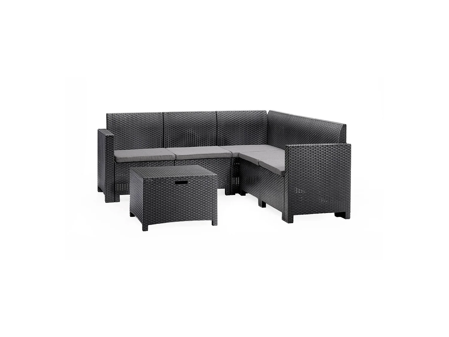 Ensemble de salon d'extérieur Dcorre, Ensemble de jardin avec coussins, Ensemble de salon d'intérieur effet rotin, 100% Made in Italy, Anthracite