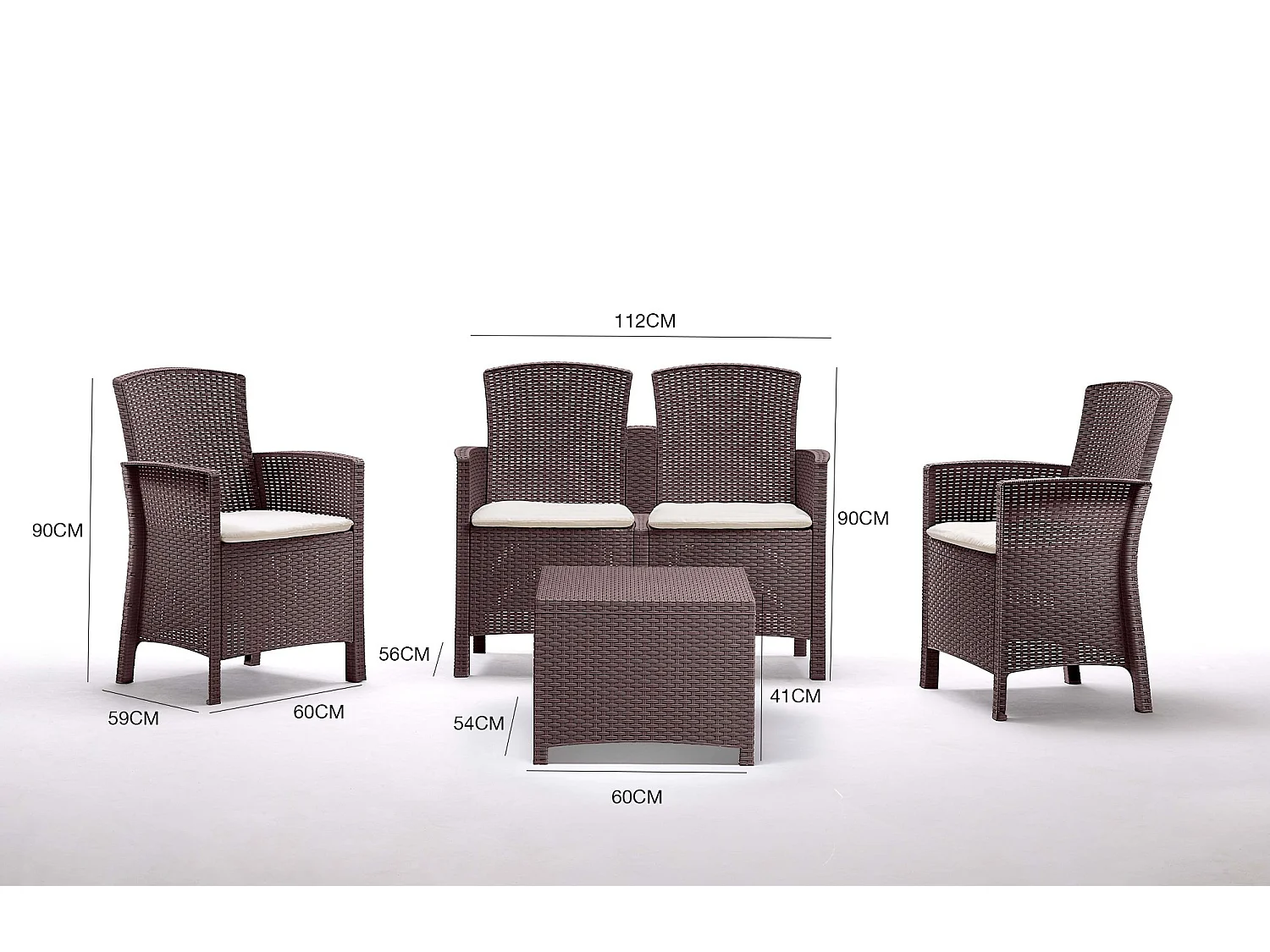 Dmora - Set salotto da esterno Asiak, Made in Italy, Marrone