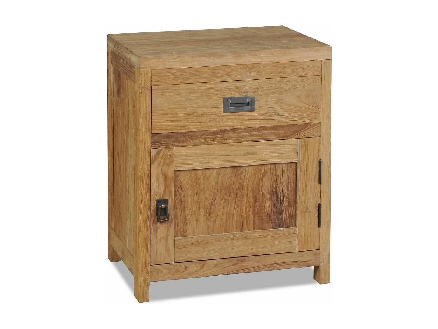 Mesita de noche cómoda mueble de dormitorio teca maciza 40 x 30 x 50 cm beige 1402123