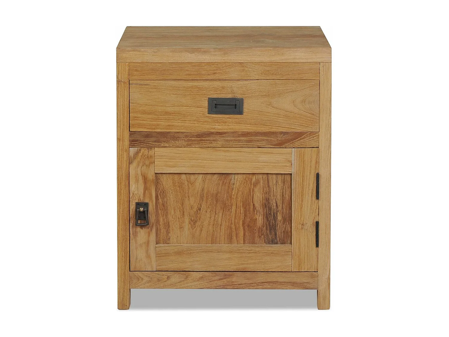 Mesita de noche cómoda mueble de dormitorio teca maciza 40 x 30 x 50 cm beige 1402123