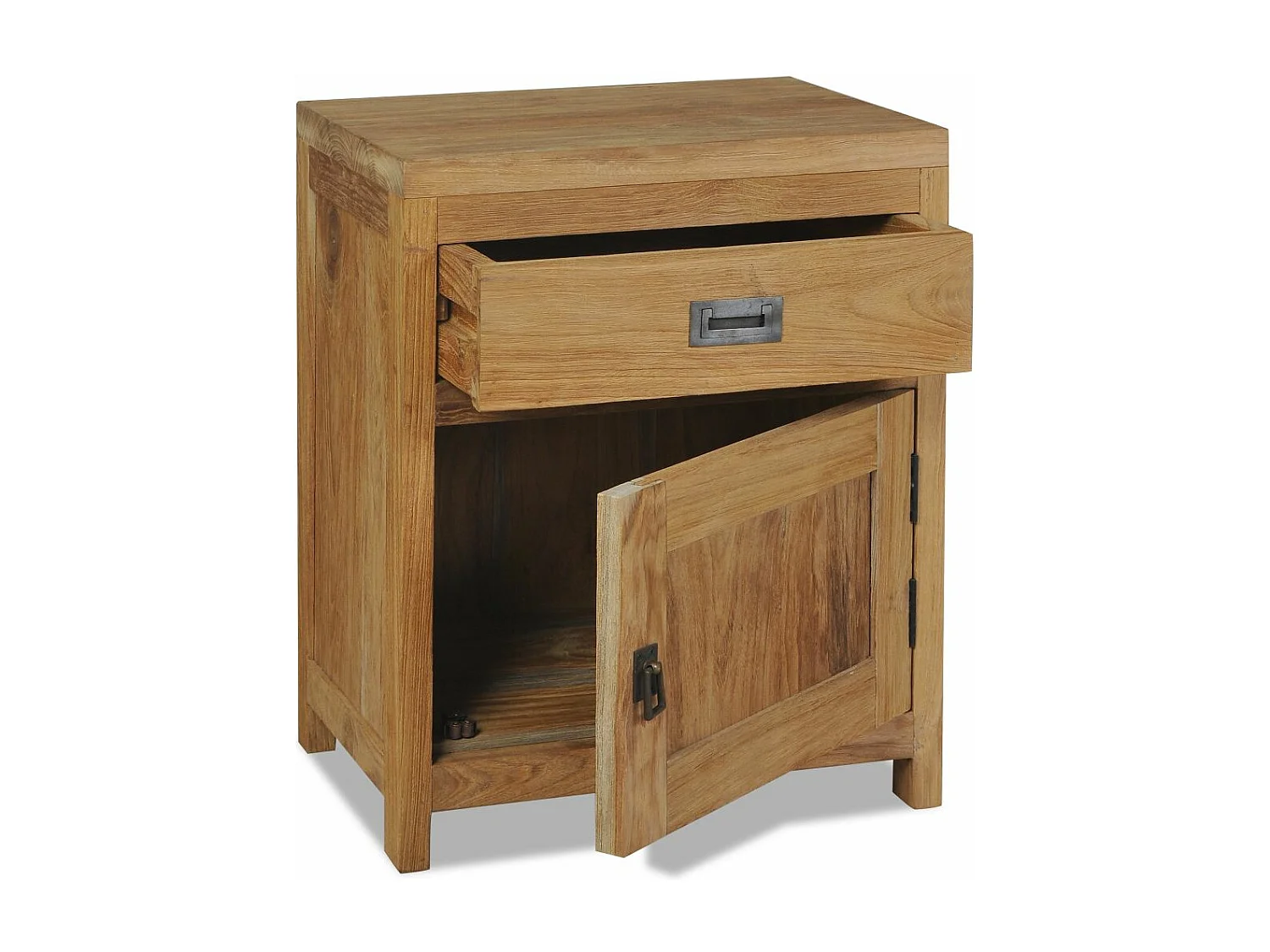 Mesita de noche cómoda mueble de dormitorio teca maciza 40 x 30 x 50 cm beige 1402123