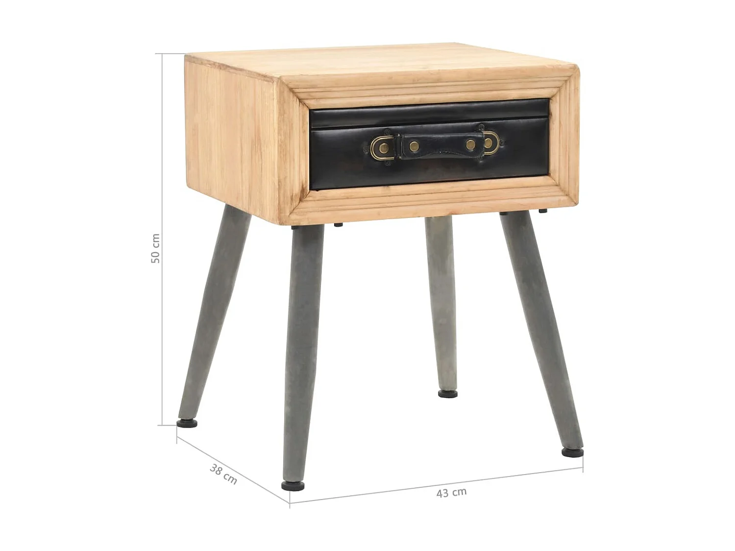 Mesita de noche, cómoda, armario, muebles de dormitorio, madera maciza de abeto, 43 x 38 x 50 cm 1402065